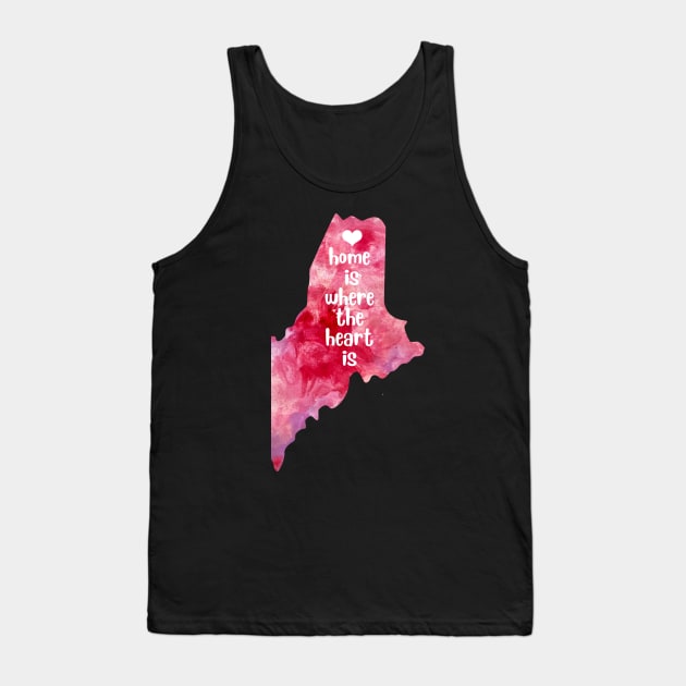 Maine Usa Map Watercolor Watercolour Home is where your heart is Tank Top by WatercolorFun